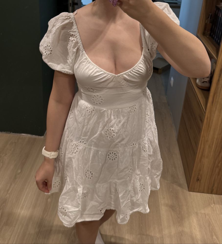 Biała letnia sukienka ażurowa Primark S/36
