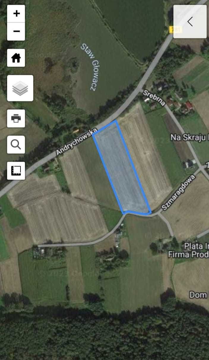 działka inwestycyjna,przemysłowa 1,61 ha 2km od Zatora