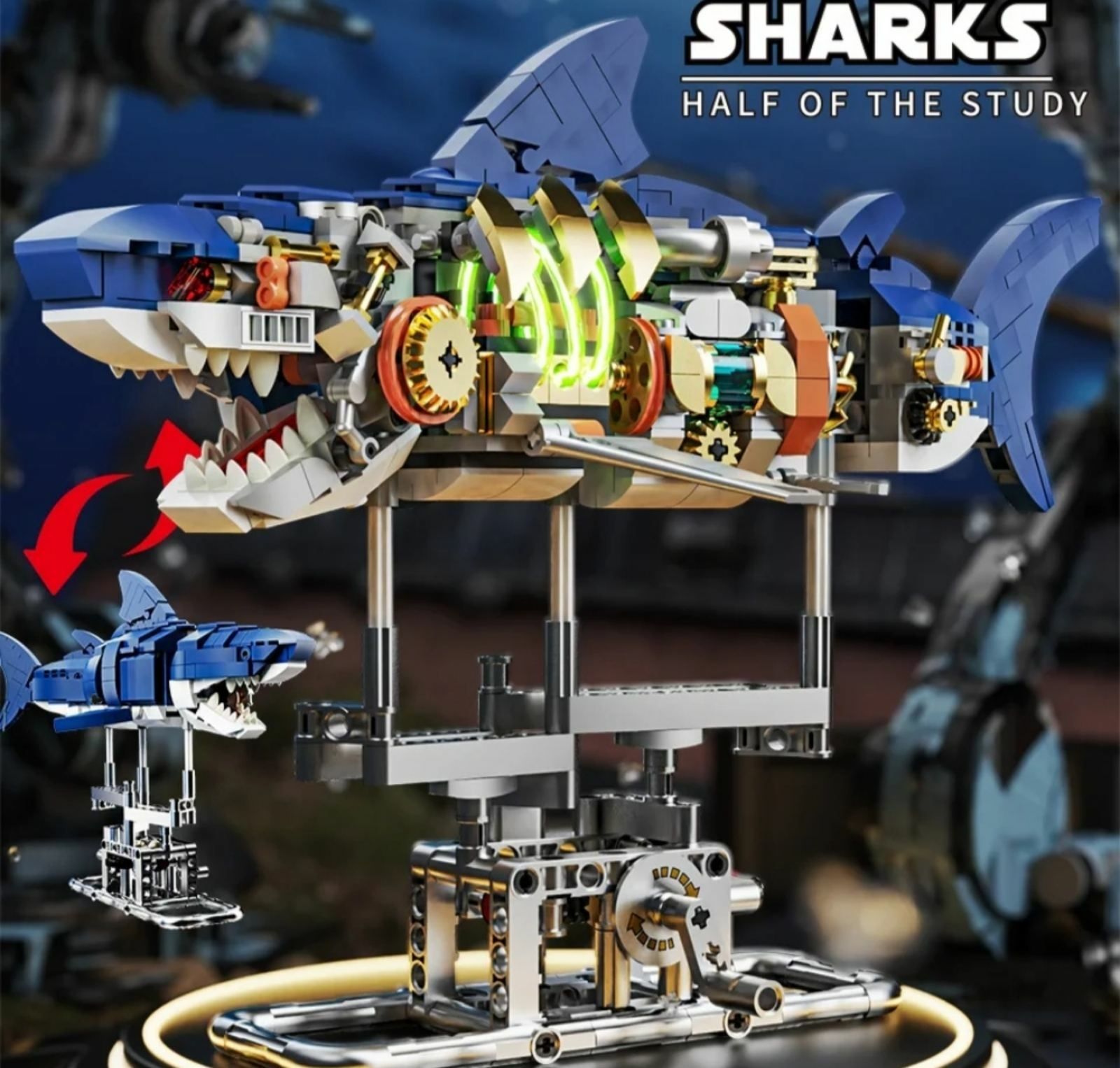 Конструктор акула механическая движение вращения детский Лего 687 шт