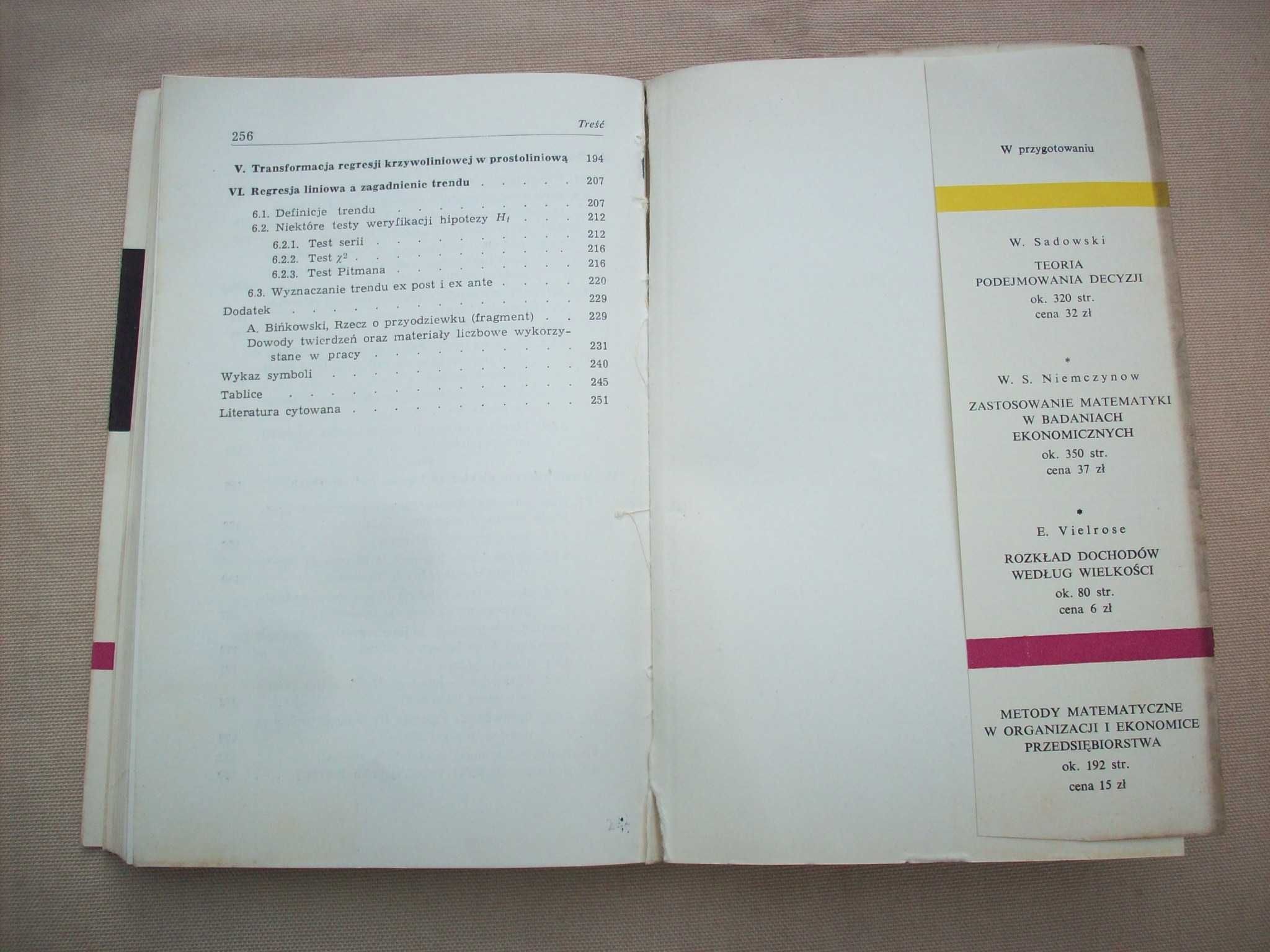 Regresja liniowa i jej zastosowanie w w ekonomii, Z.Hellwig, 1960.