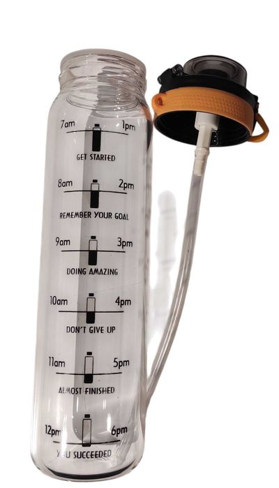 Szklana Butelka ze Słomką I Neoprenowym Rękawem z paskiem 1litr