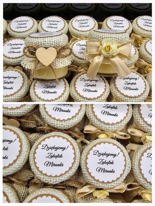 Podziękowania miód, 40,80,130 ml, Chrzest,komunia,ślub wysyłka