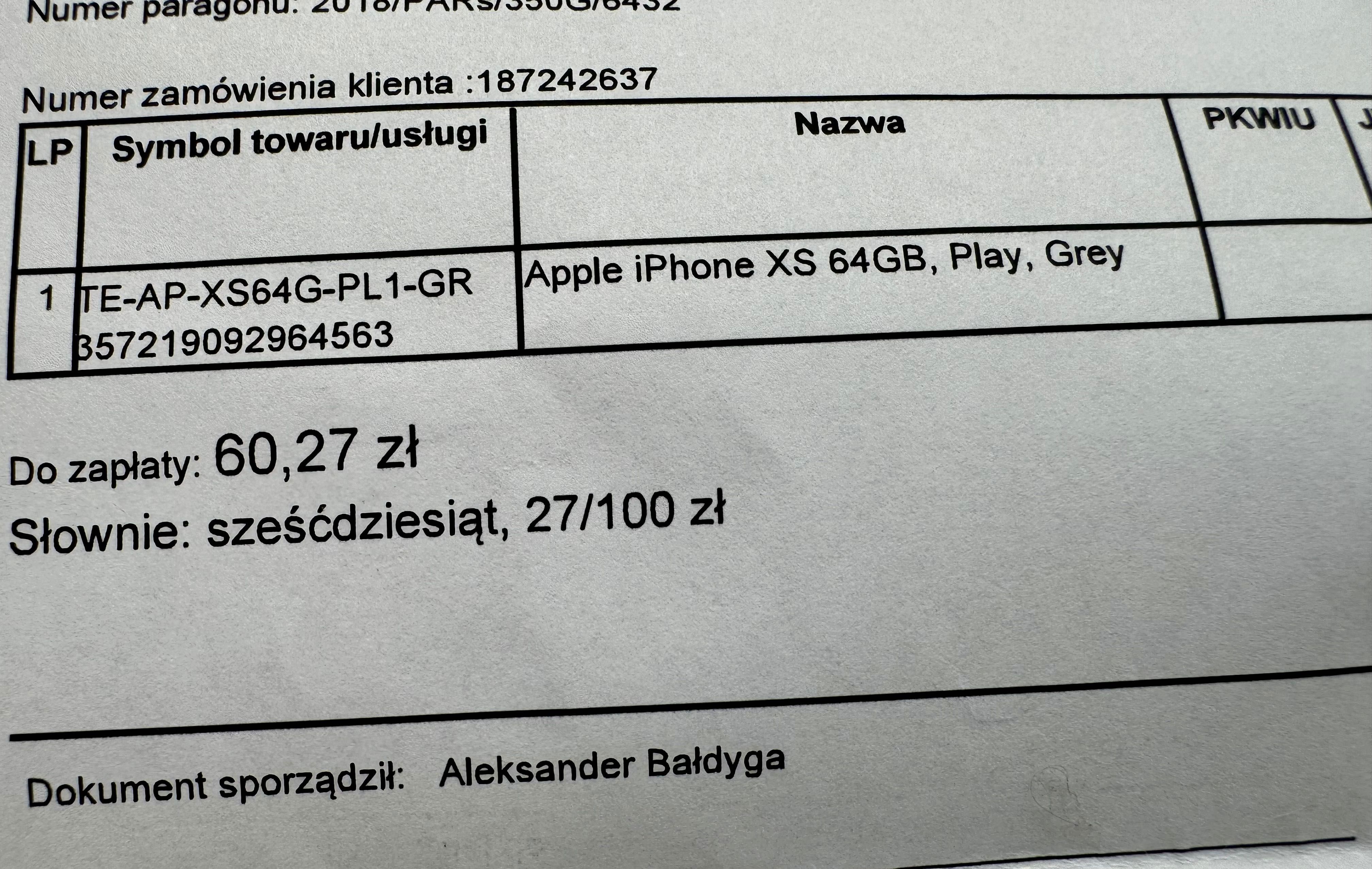 iPhone XS 64GB czarny