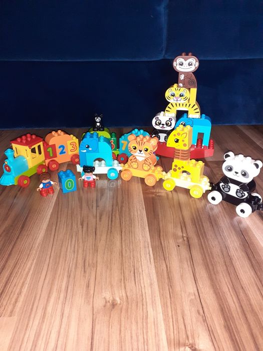 Lego duplo pociąg ze zwierzątkami 10955, cyferkami 10954 i równoważnia