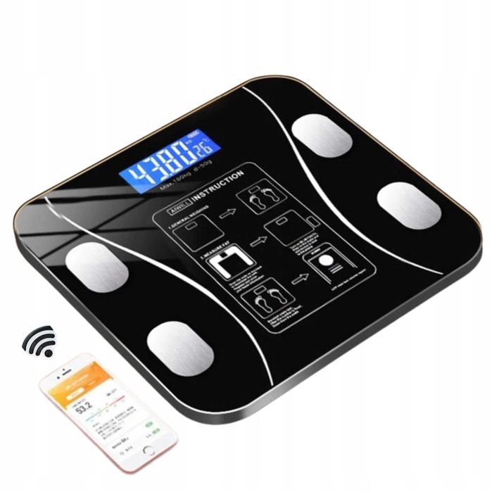 WAGA ŁAZIENKOWA Bluetooth Smart Intelligent Analityczna Do 180KG