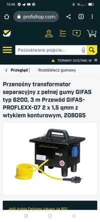 Transformator izolacyjny Transformator separacyjny Gifas 2500 watt