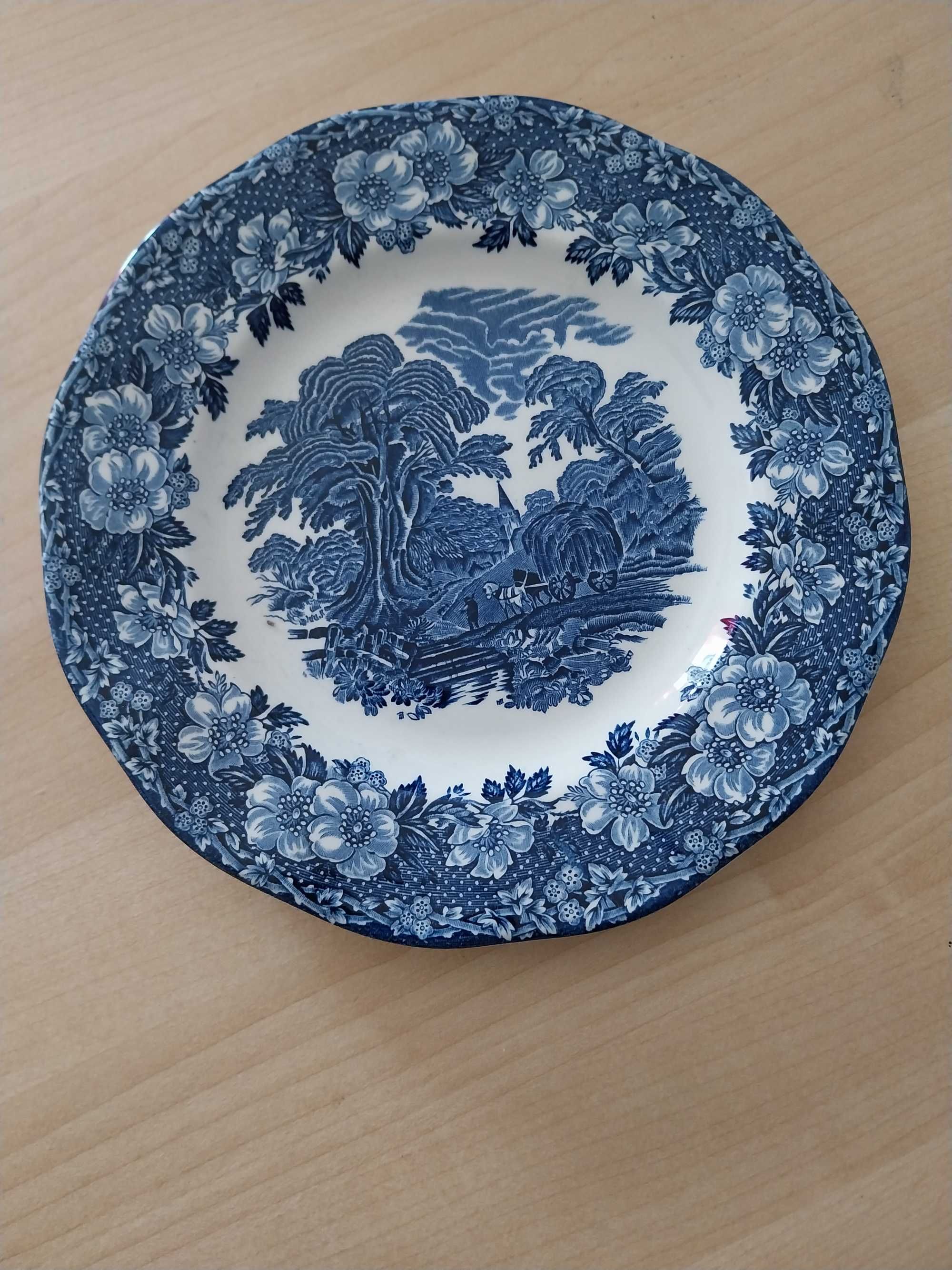 Conjunto Loiça Serviço de Jantar Enoch Wedgwood Woodland Azul e Branco