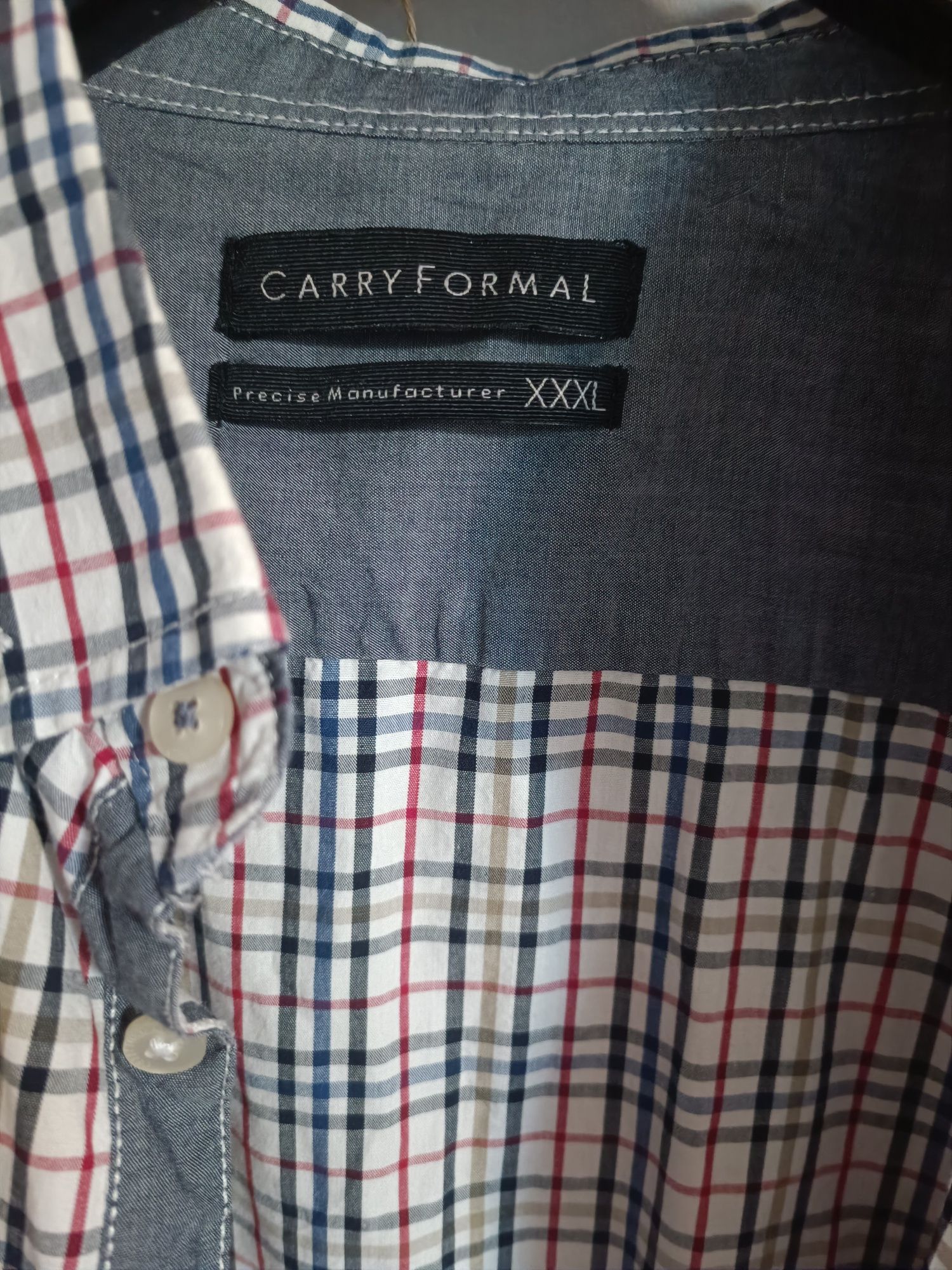 Koszula duża męska w kratę XXXL Carry Formal biały czerwony niebieski