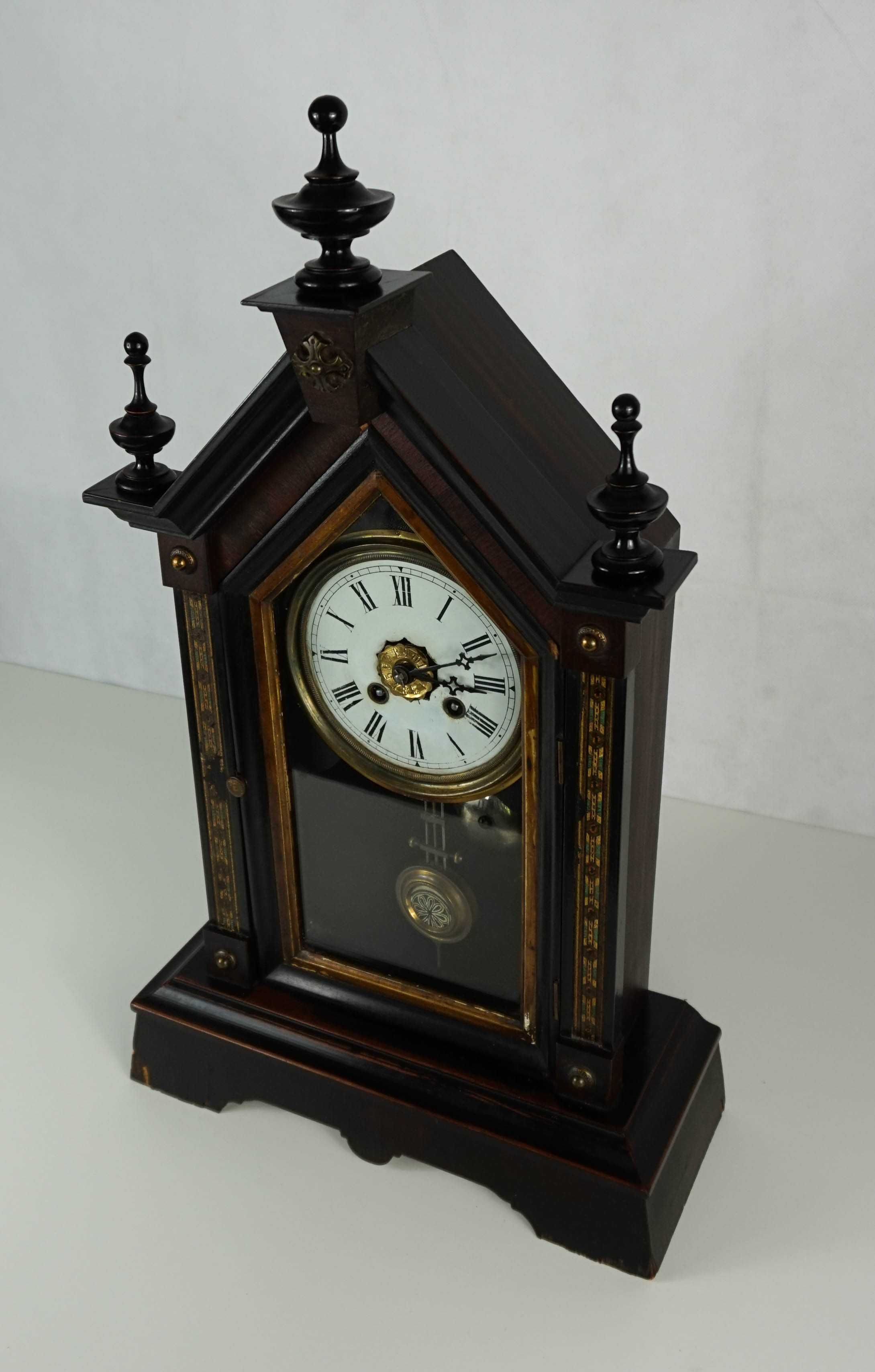 Piękny stary oryginalny niemiecki zegar kapliczka budzik - HAU