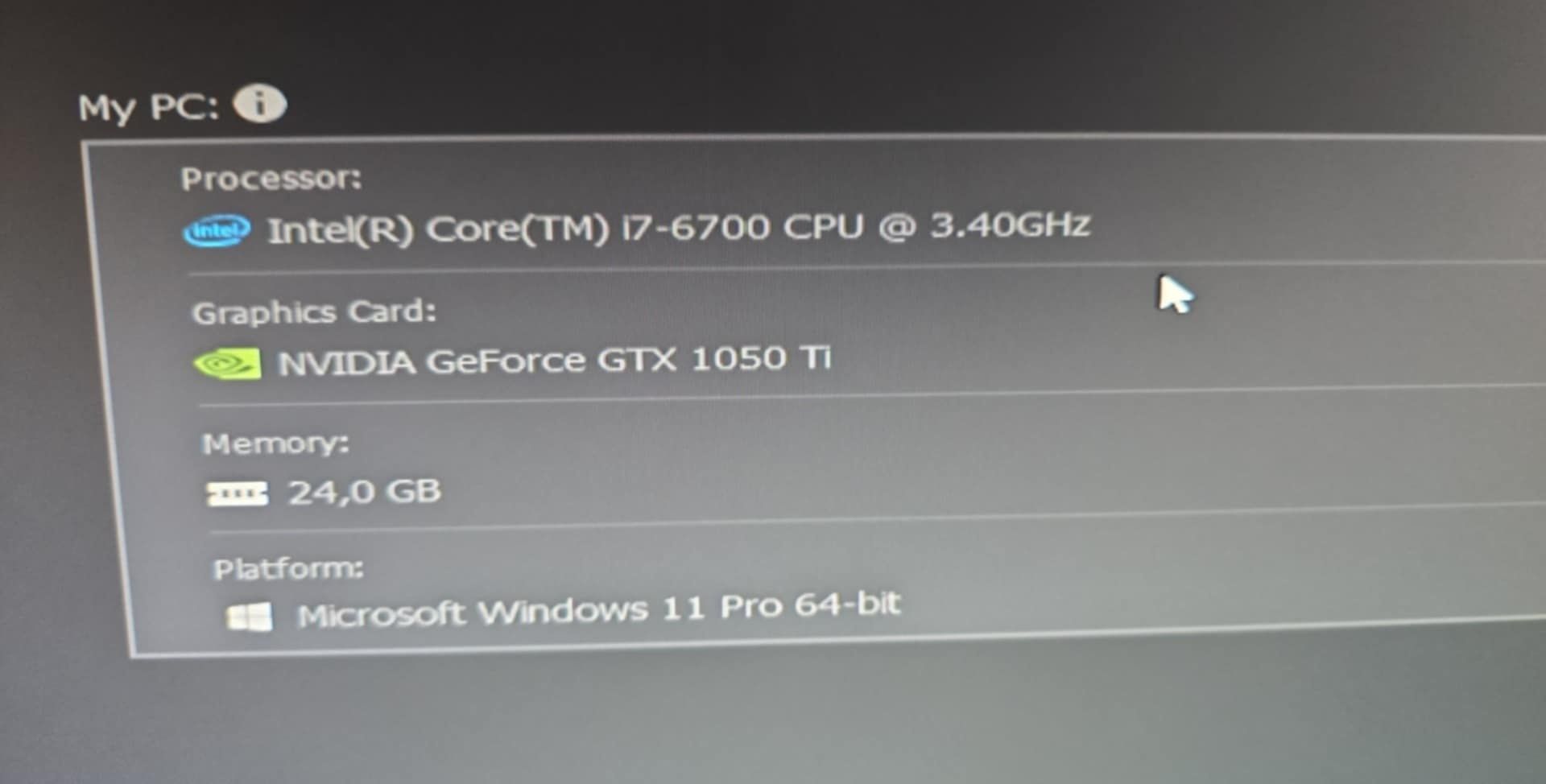 Komputer stacjonarny 12 GB graf ,24 GB ram .