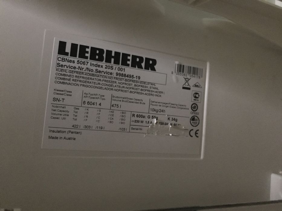 Холодильник liebherr CBNes5067 2х компресорный