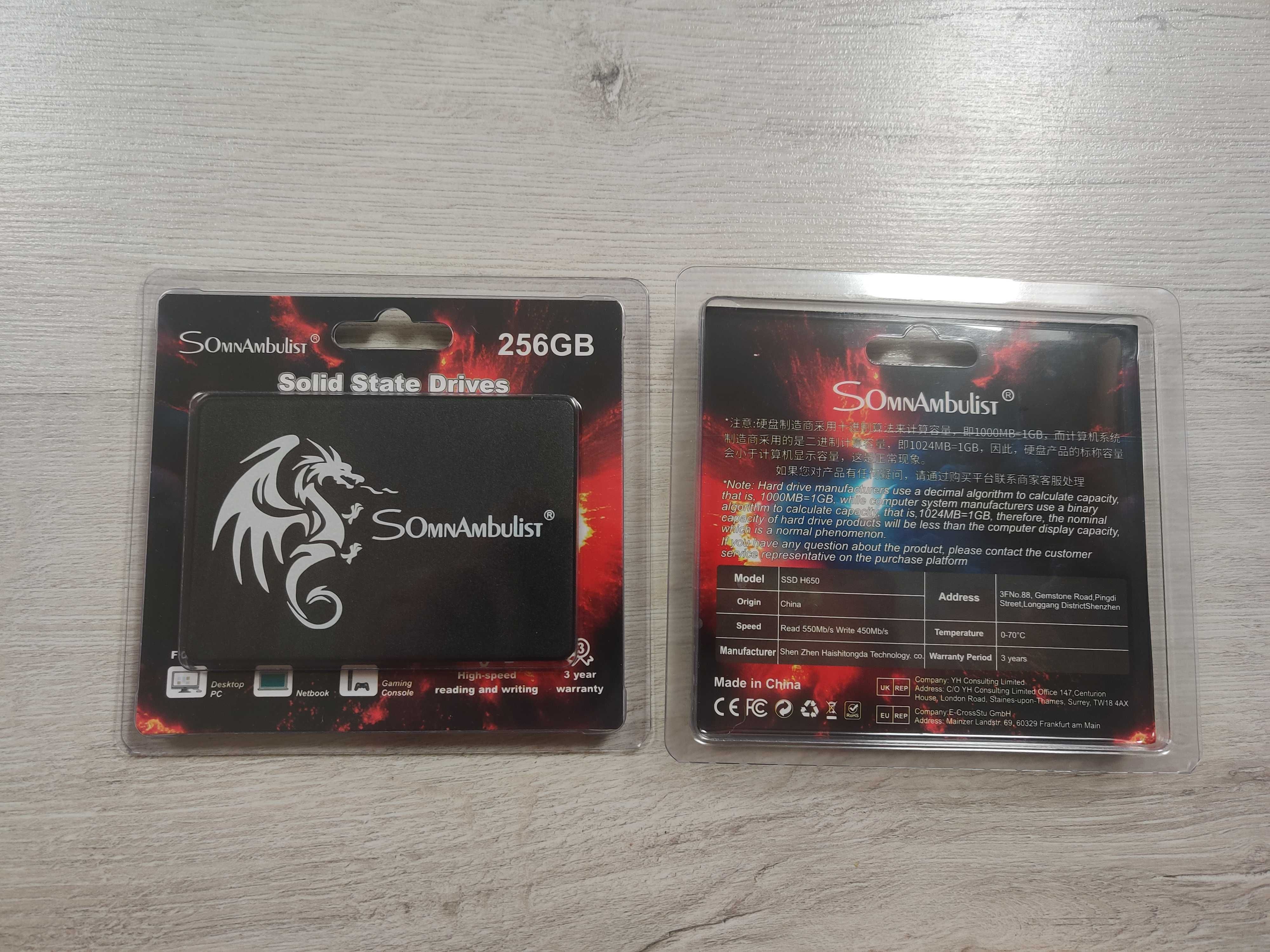 Новые SSD диски 256 gb Somnambulist (BLACK) Sata III