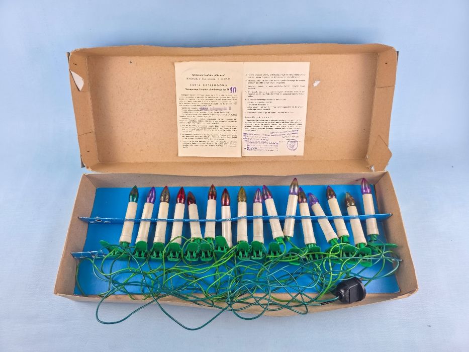 Komplet lampek choinkowych na klipsach PRL Millenium ozdoba świąteczna