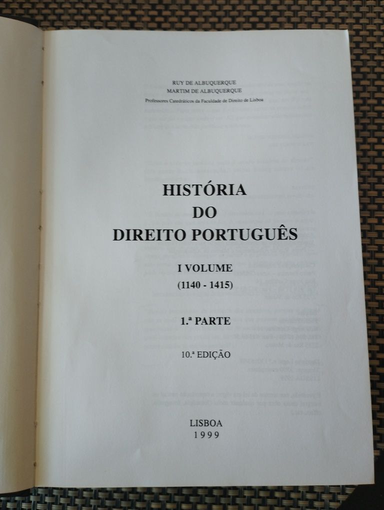 História do Direito Português - Volume I