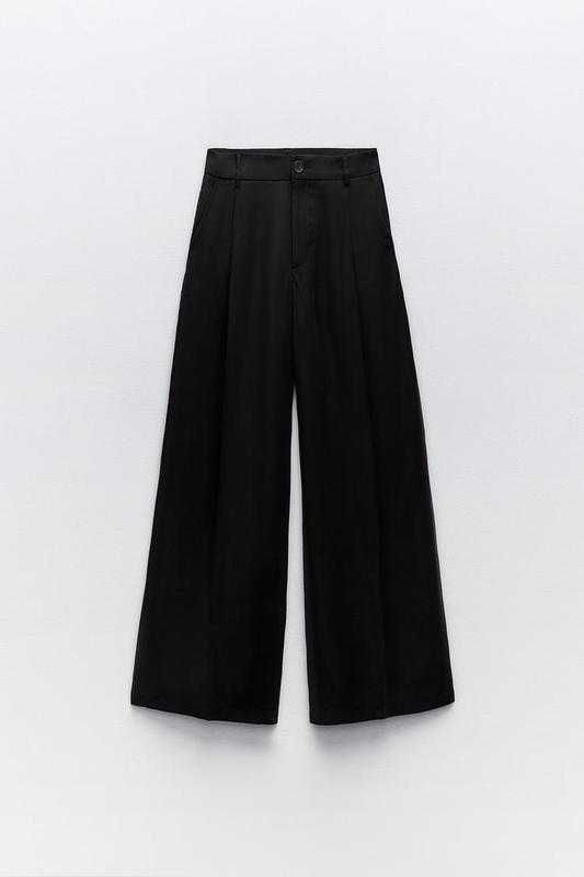 Летние брюки палаццо ZARA из тонкой ткани с защипами р-р М