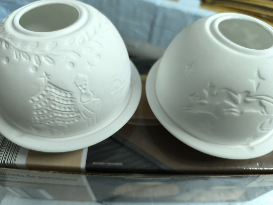 Conjunto de 2 lanternas em porcelana - novas
