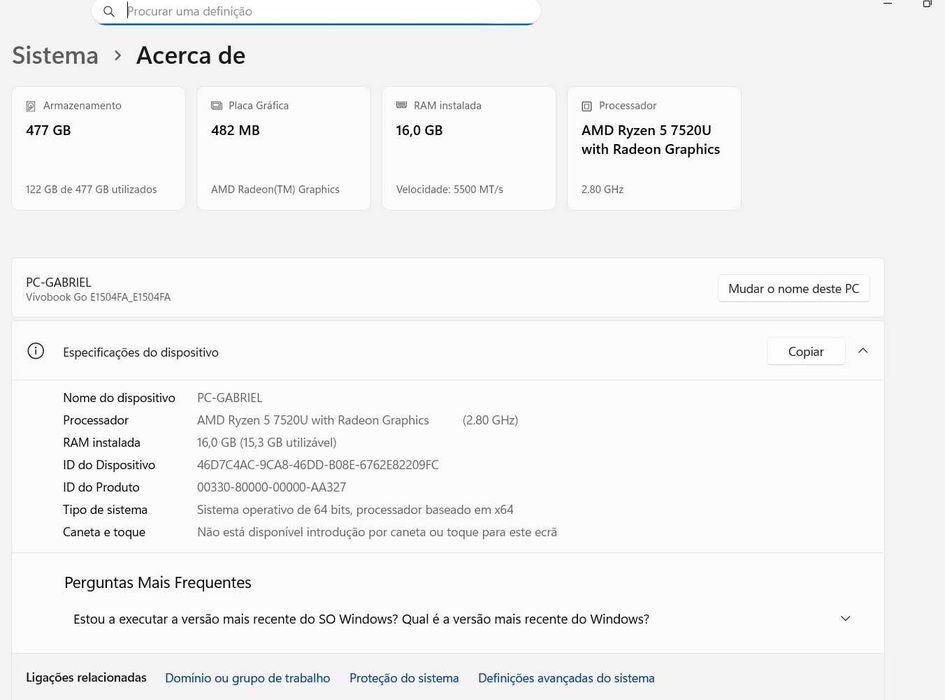 PC Asus Vivobook GO E1504FA