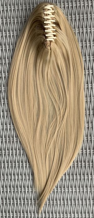 Premium Ultra włosy doczepiane, miodowy blond, kucyk na klamrze