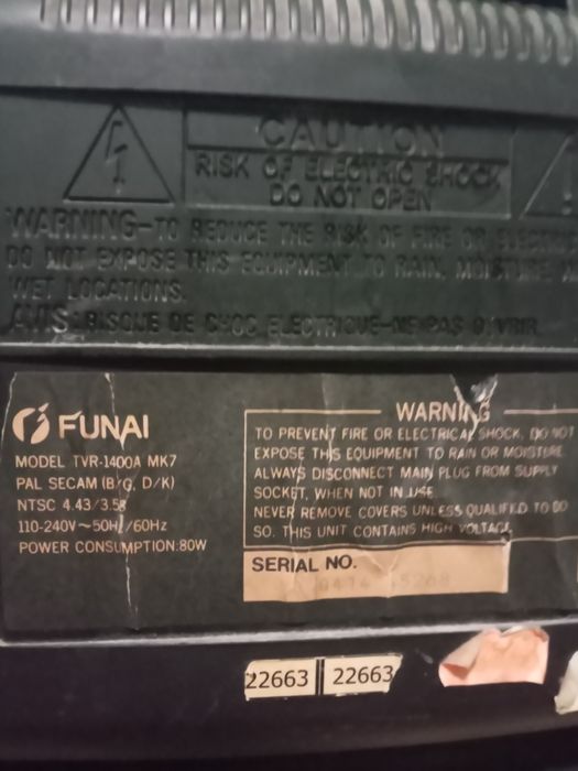 продам  14д. цветной ТВ\видеомагнитофон FUNAI б\у для ремонта