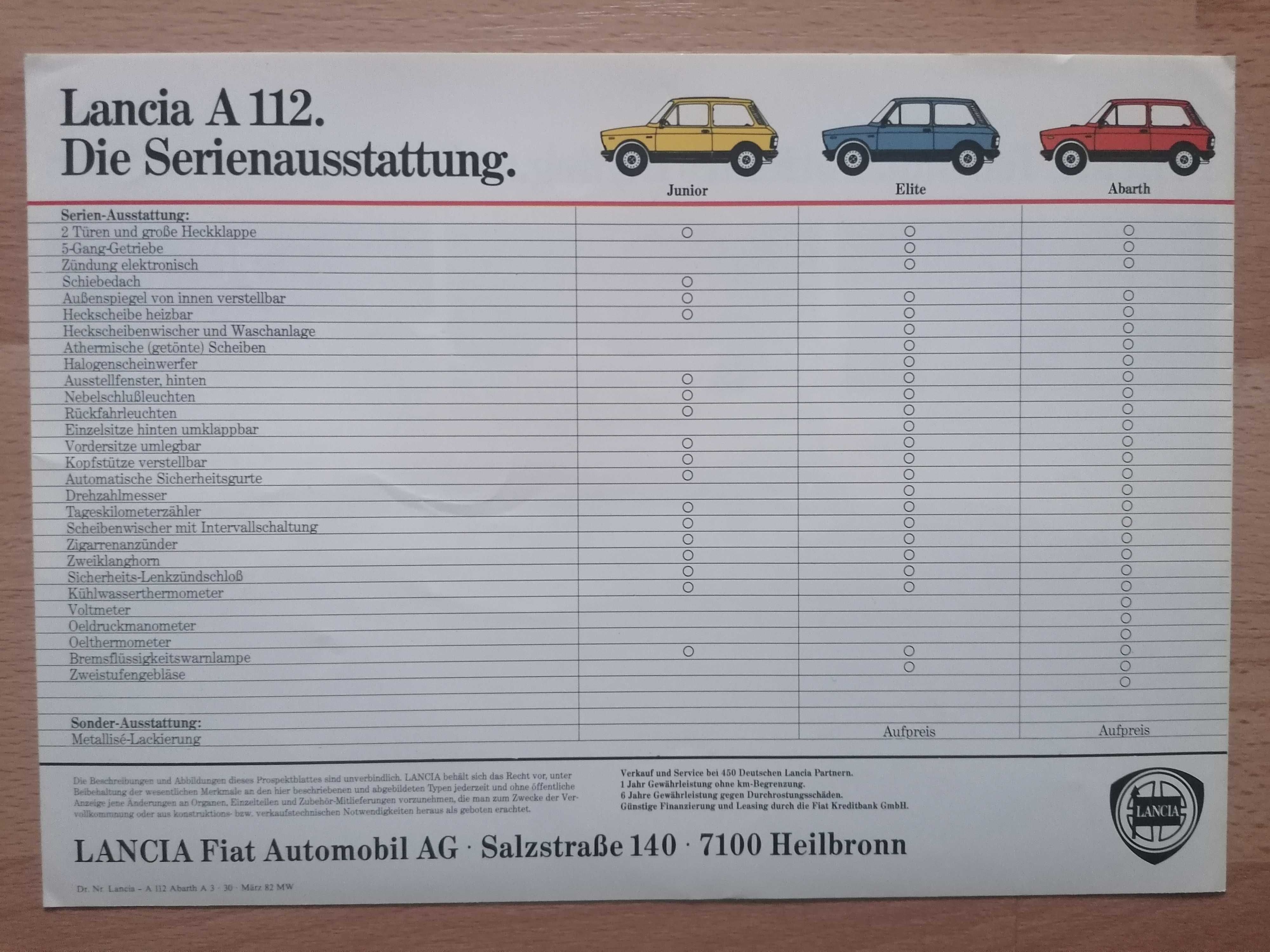 Prospekt Lancia A 112 Junior