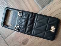 Czarne, skórzane etui do Samsung Galaxy Z Flip 3 marki Ringke