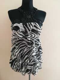 Sukienka zebra falbanki