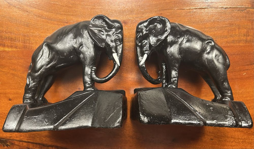 Podpórki na książki słonie antyk