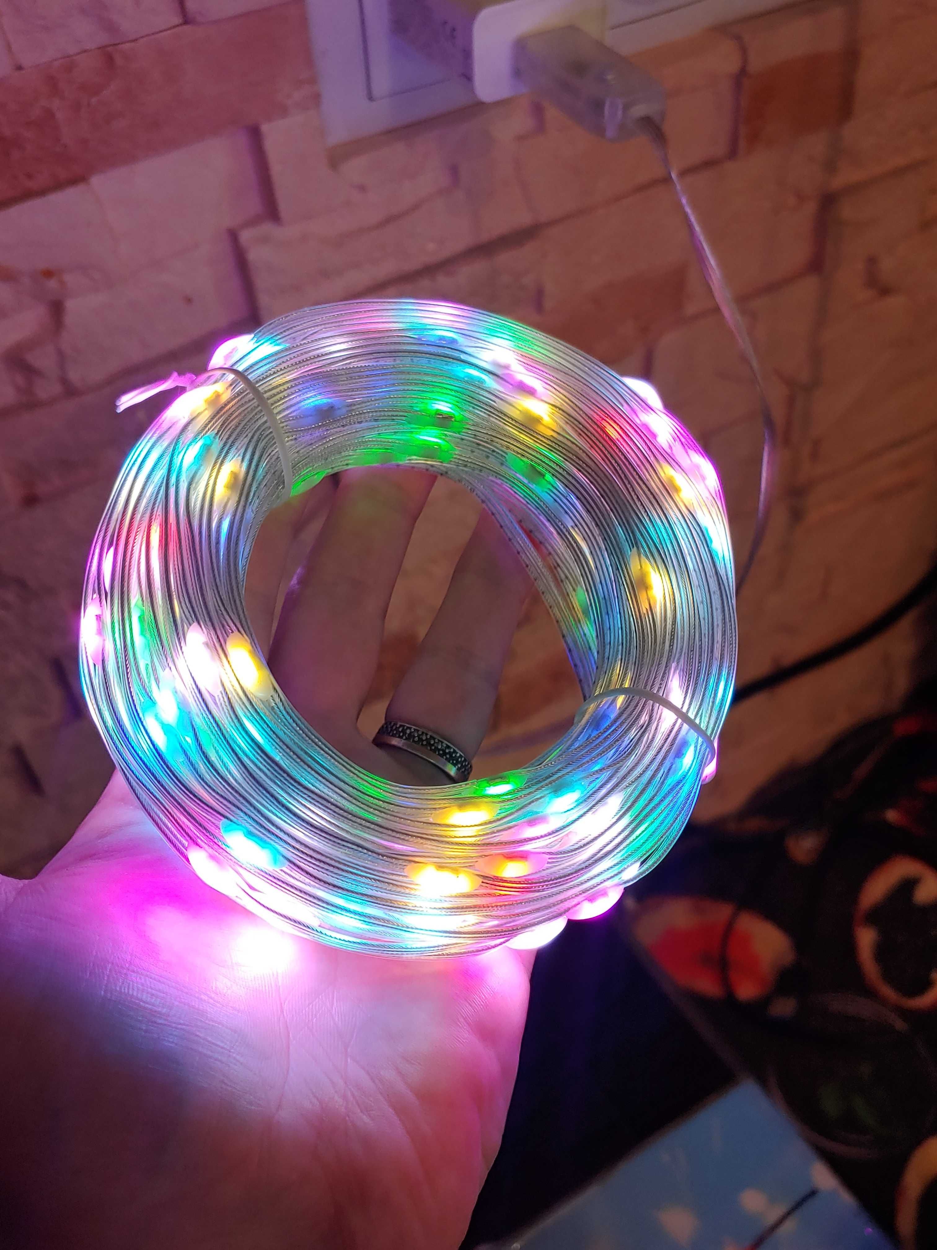 IP65 умная RGB смарт гирлянда 20м управлен. с моб USB Bluetooth таймер