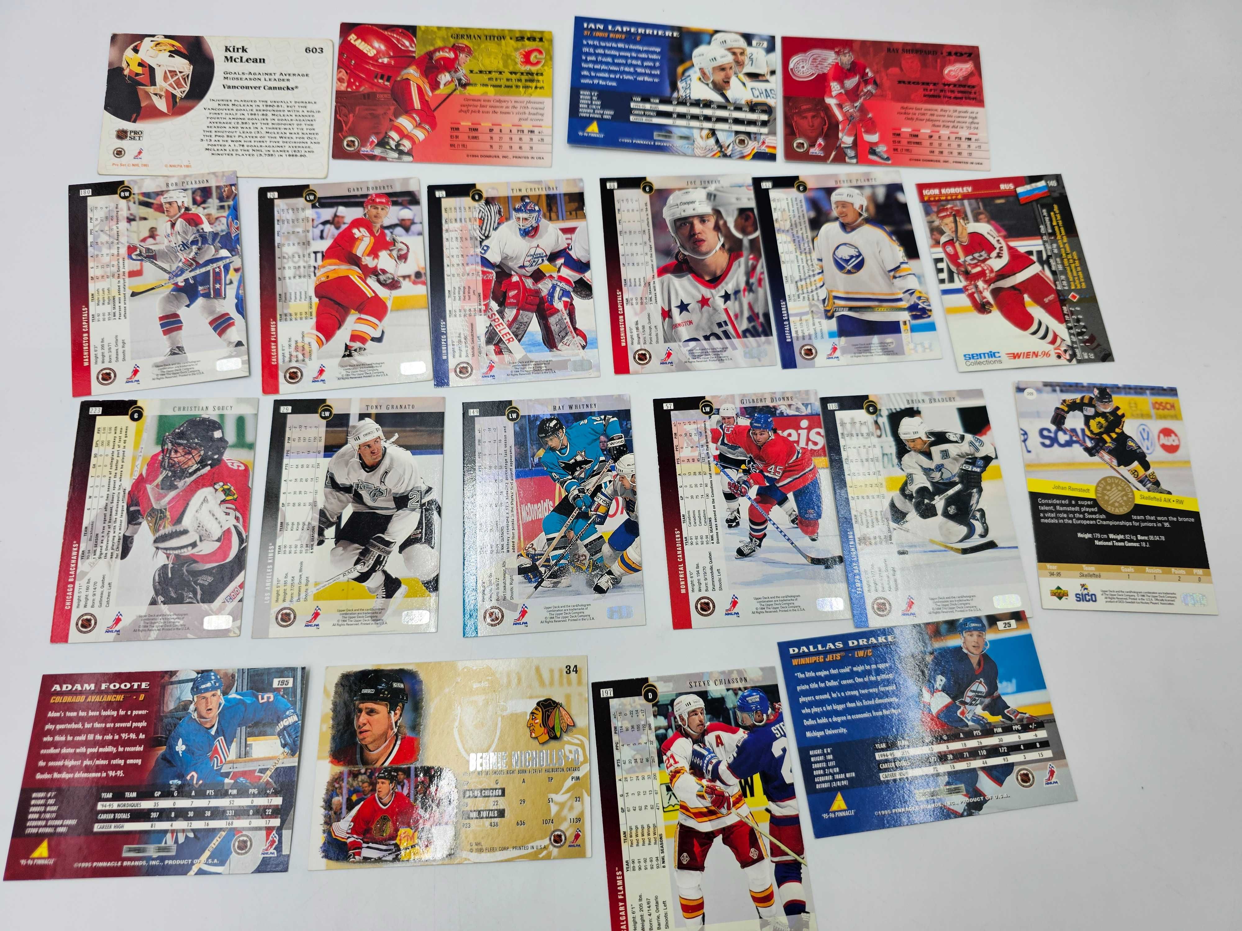 Karty Hokejowe NHL zestaw 20 szt. z 1994 r.