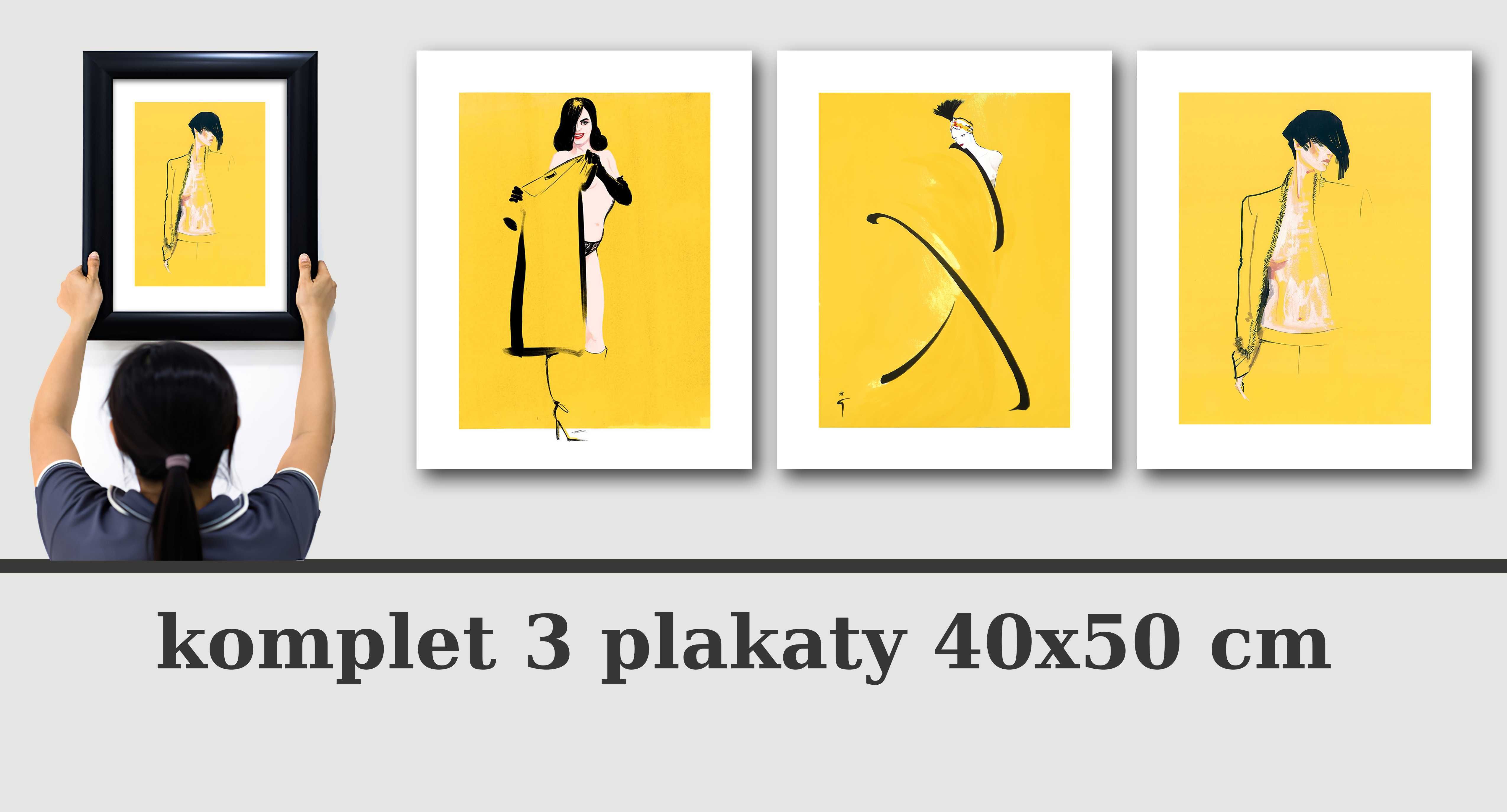 komplet 3 żółte plakaty fashion 40x50 x 3 sztuki