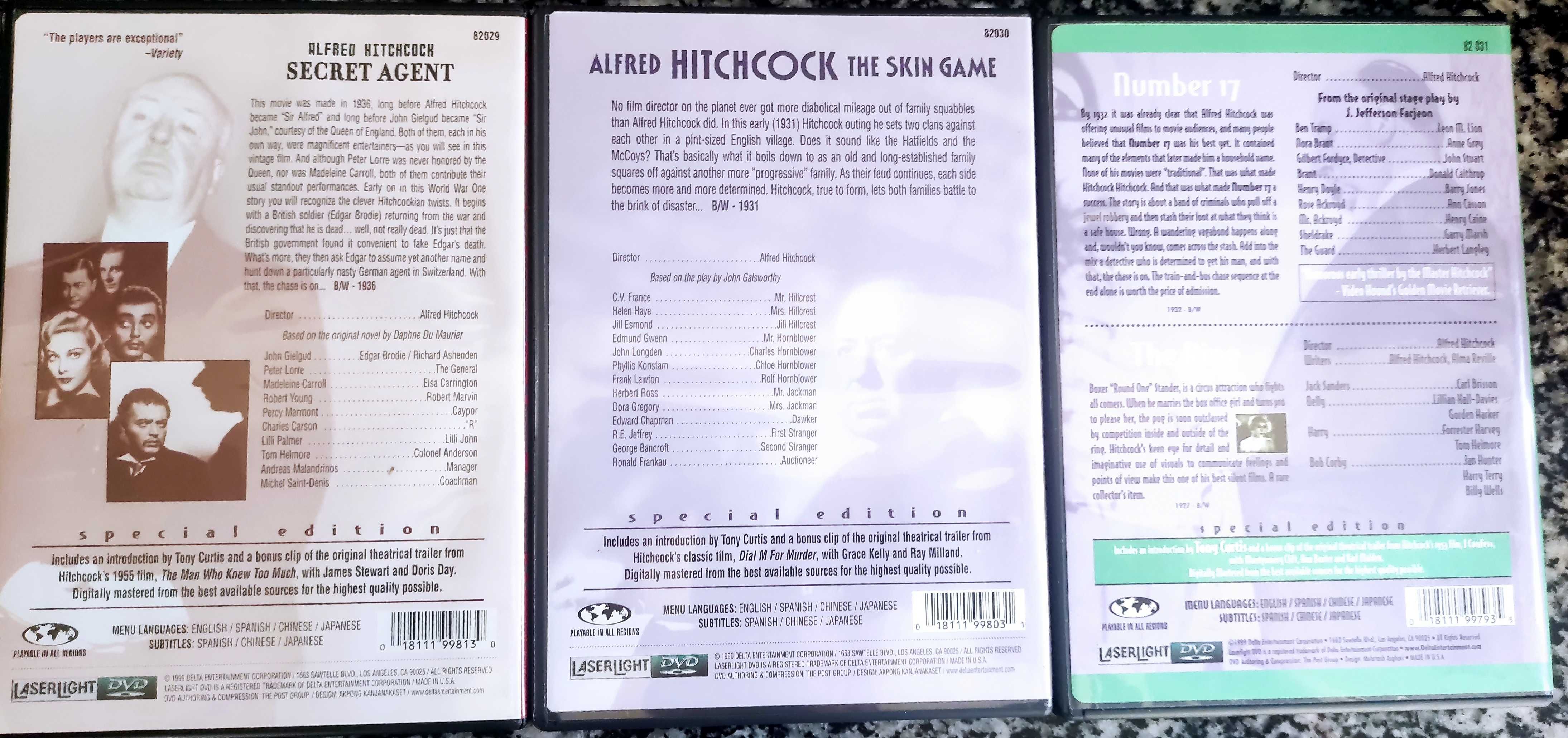 3 DVDs  Alfred Hitchcock (em caixa)