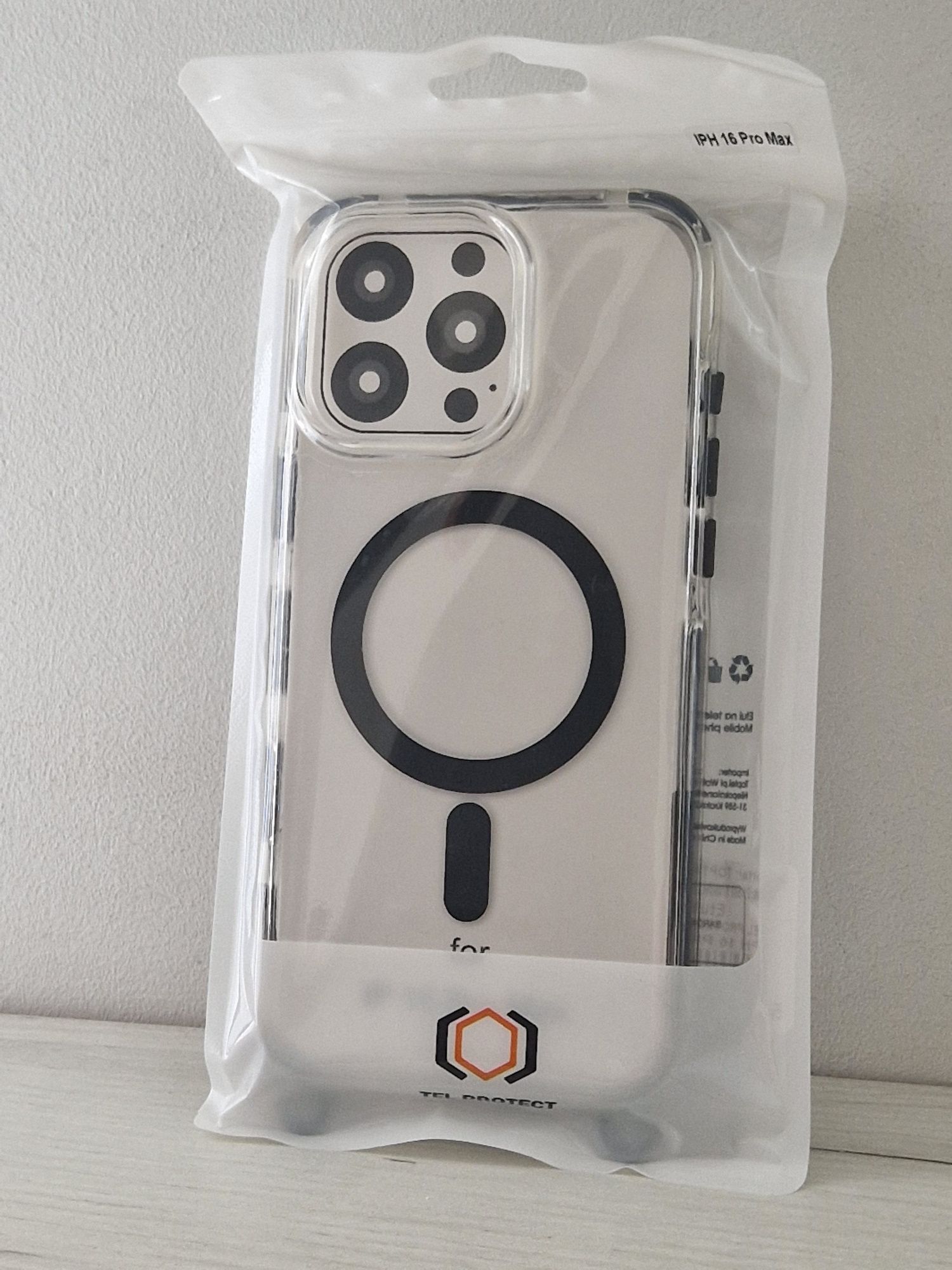 Tel Protect Strap Clear Case do Iphone 16 Pro Max czarny