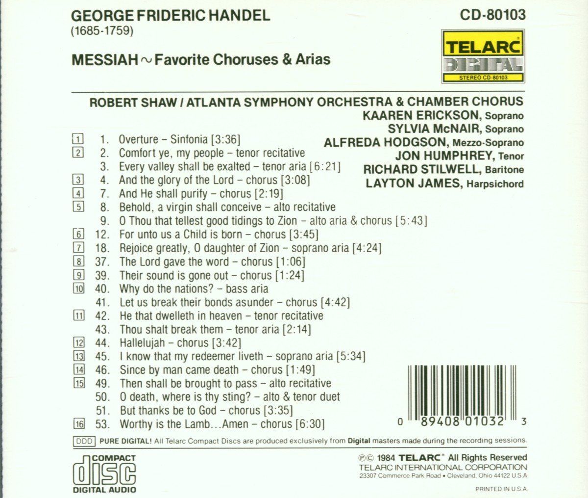 CD Handel: Messiah - Favorite Choruses & Arias
5,0