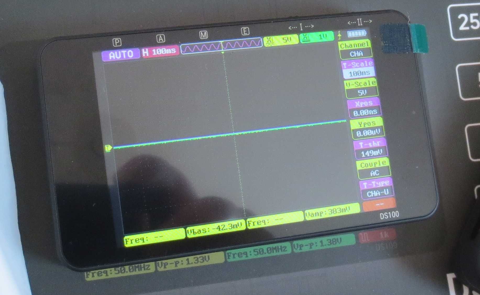 Осциллограф DS100, 250MSa/s , два канала, полоса 50МГц, Генератор.