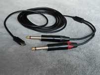 Kabel audio DAC 24bit 96kHz USB C > 2x JACK 6,3 TS mono do konsolety
