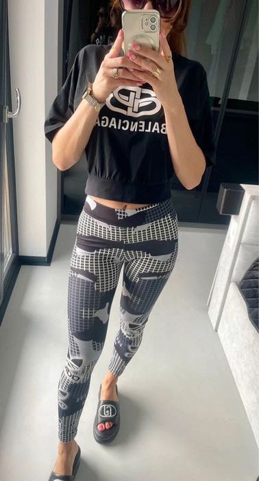 Getry Adidas sportowe na siłownię z wysokim stanem szare 100% bawełna