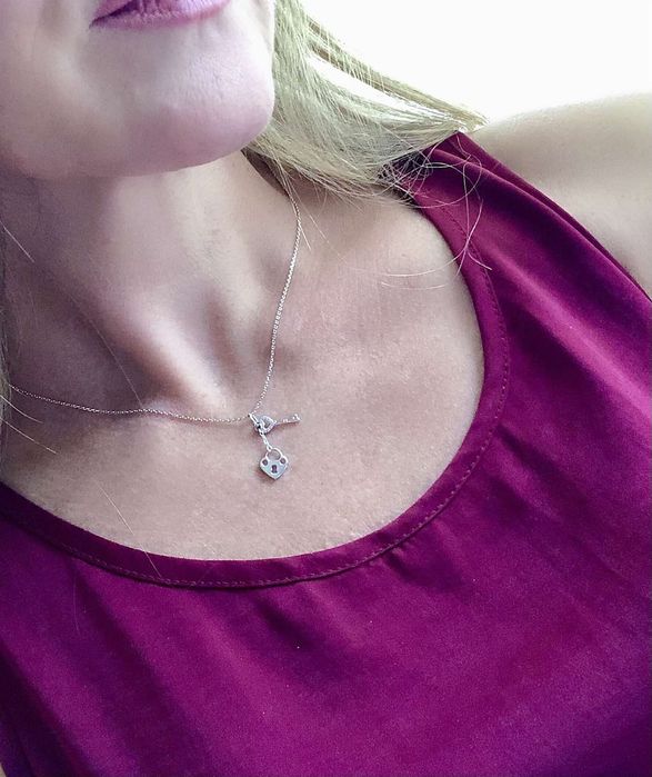 Срібний ланцюжок Xenox, ключик+ замок, цирконій, Австрія