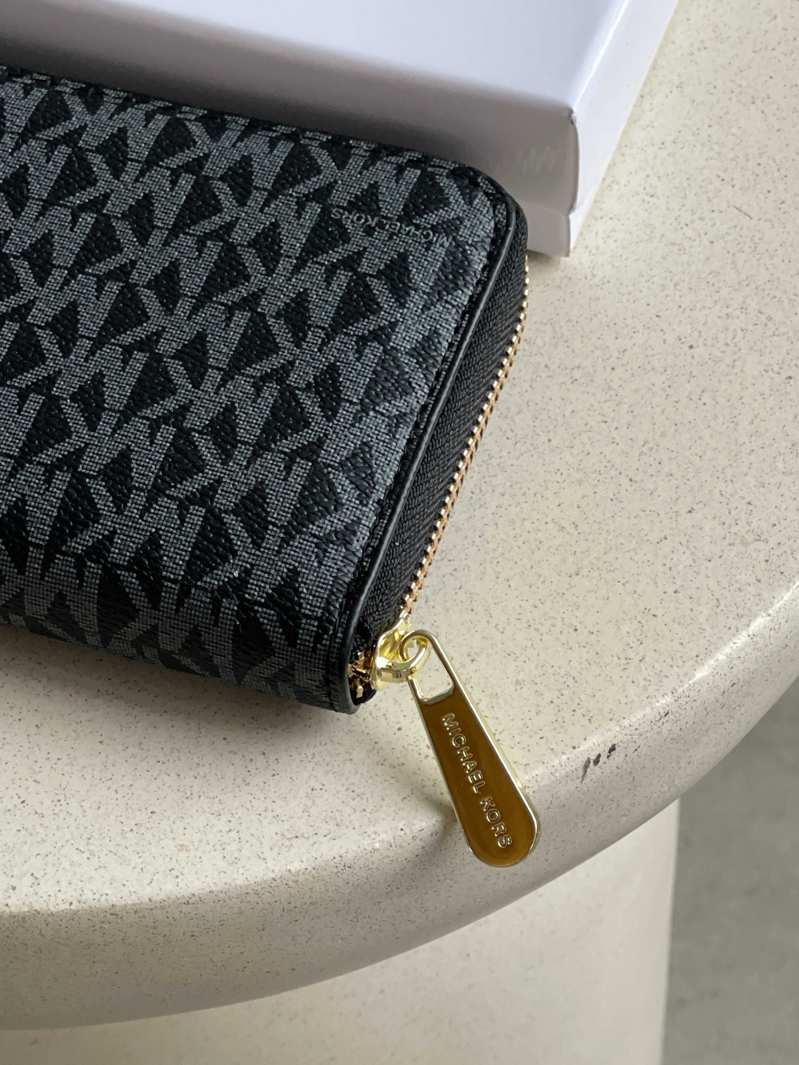 Кошелек женский Michael Kors большой гаманець корс чорний коричневий