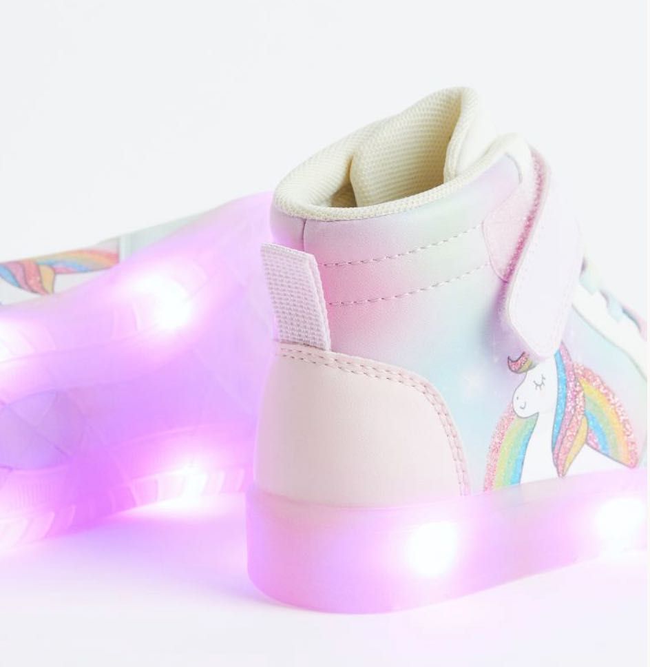 Unicorn, jednorożec, buty świecące podeszwa led, diody
