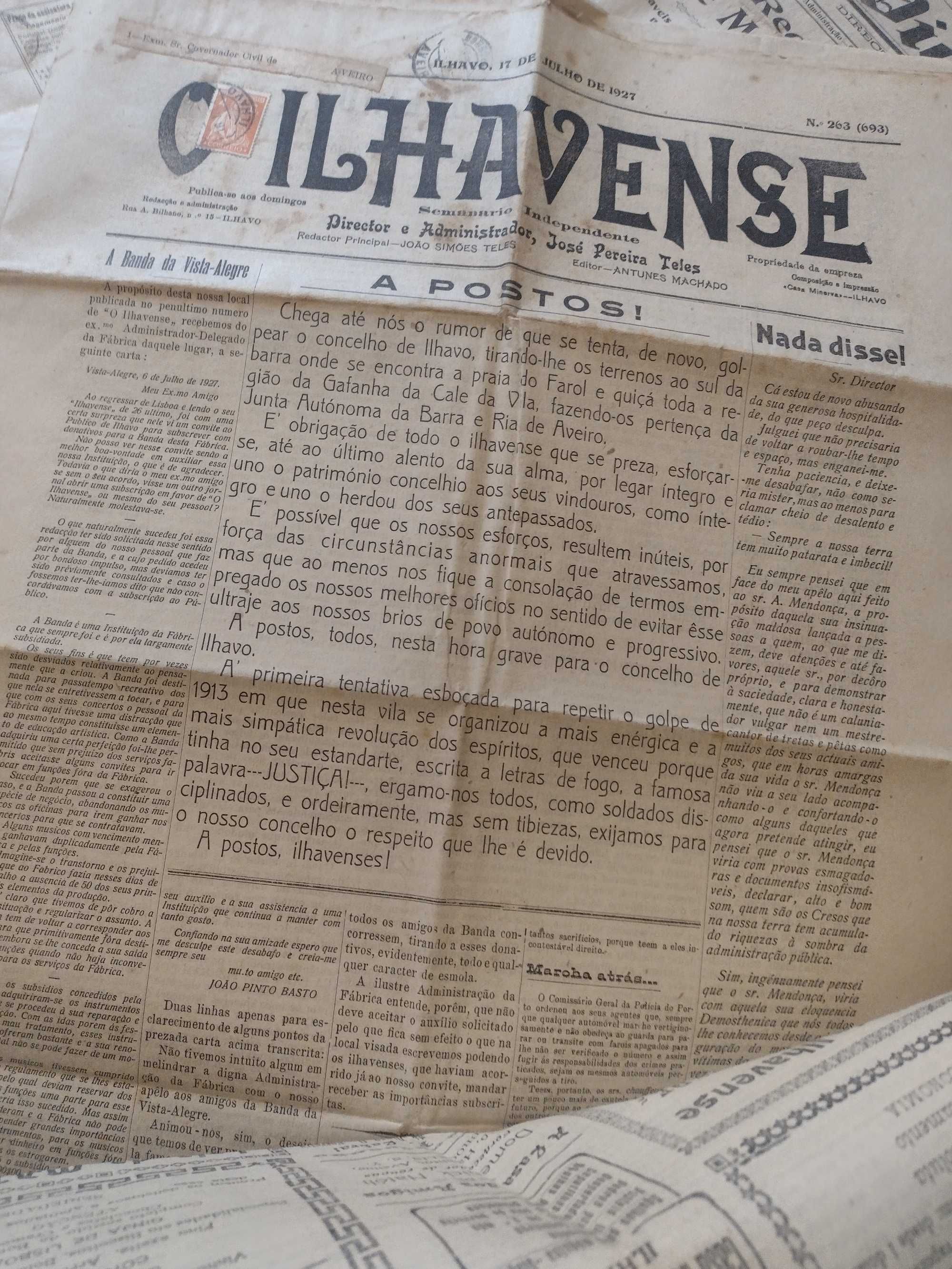 Jornais antigos 1927/28, Ílhavo, Albergaria, Cacia e Pardilhó