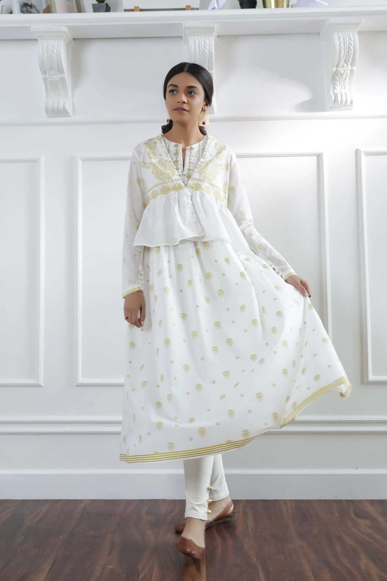 Nowa biała sukienka indyjska M 38 boho hippie złoty wzór folk etno Bol