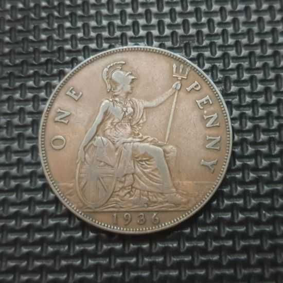 *WIELKA BRYTANIA [1096] *ONE 1 PENNY 1936 George V -Numizmatyka monety