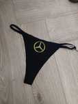 Czarne stringi złote logo Mercedes