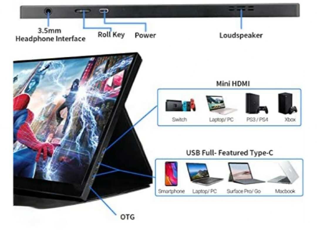 Monitor port., 14",táctil. Assista Jogos/filmes.Entrega Albufei a Faro