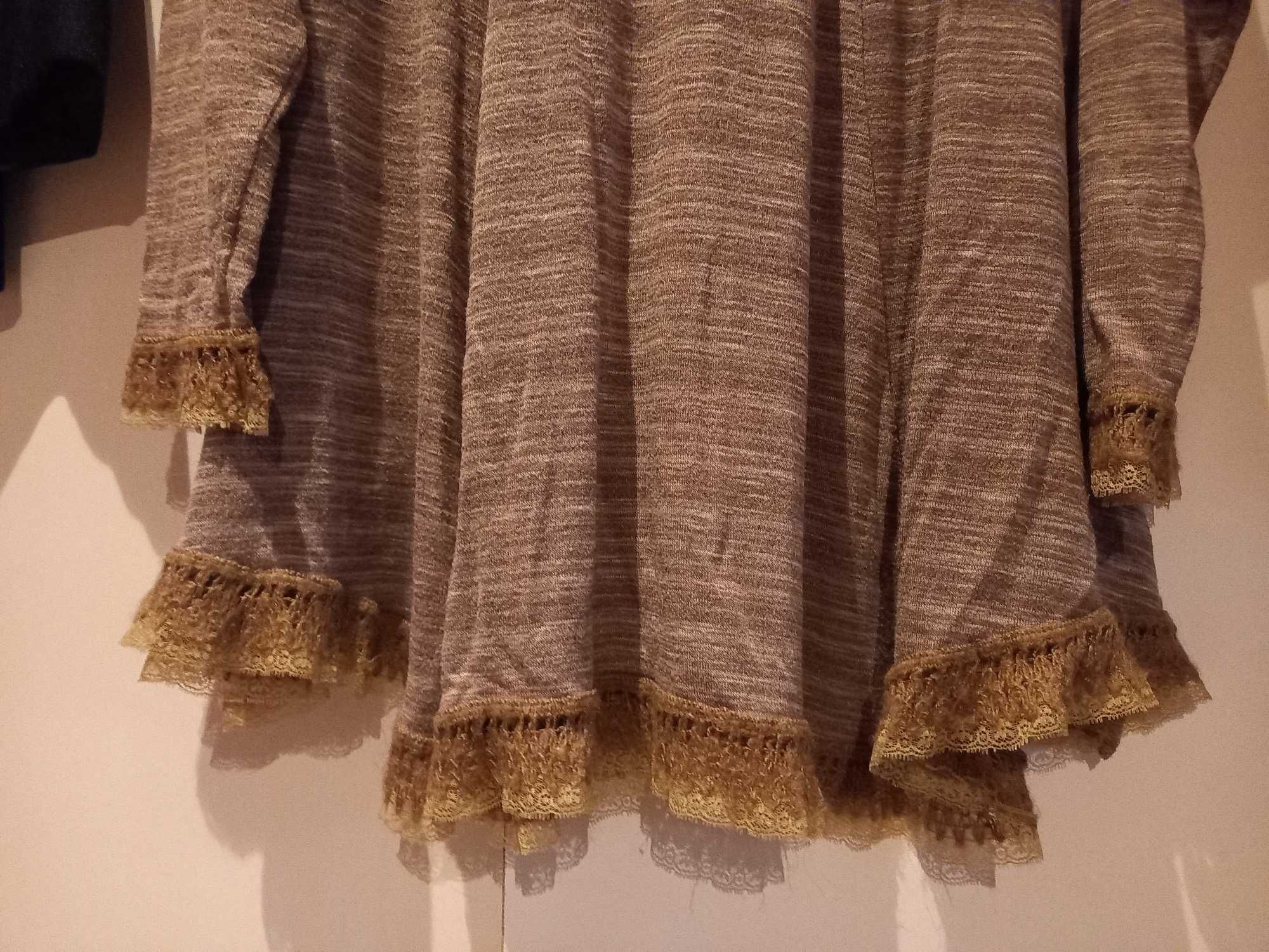 Blusa larga (oversized) bege e castanha - Natura