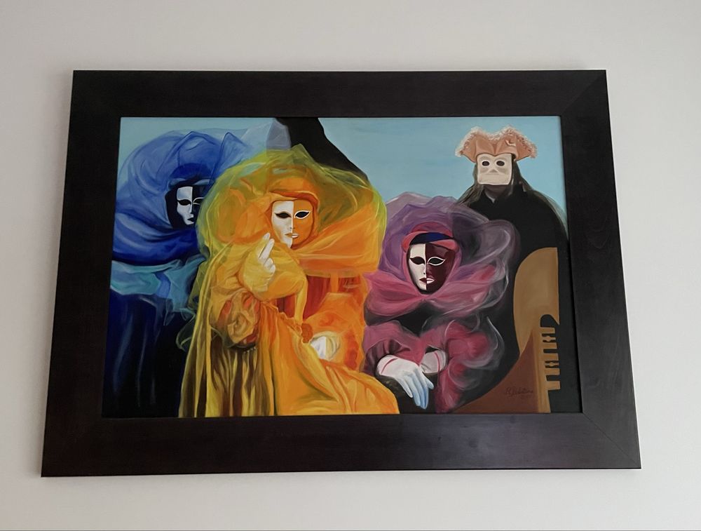 Quadro a óleo com moldura
