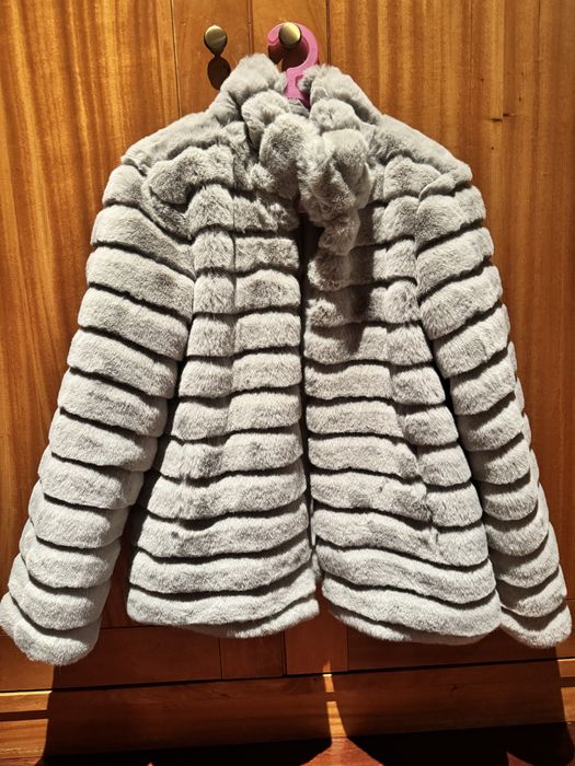 Soberbo casaco de pêlo cinzento