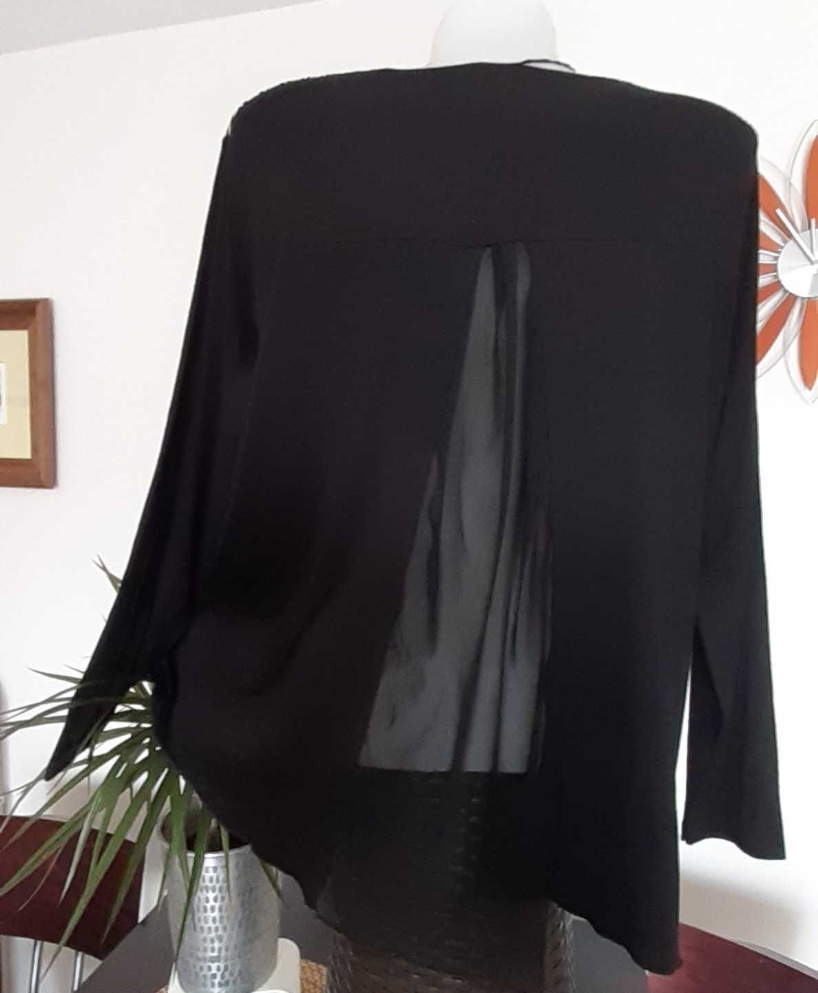 Elegancka, czarna bluzka, włoskiej firmy z długim rękawem rozm.XL