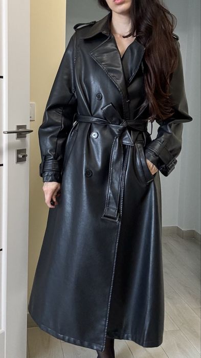 Тренч кожзам чорний XS-S