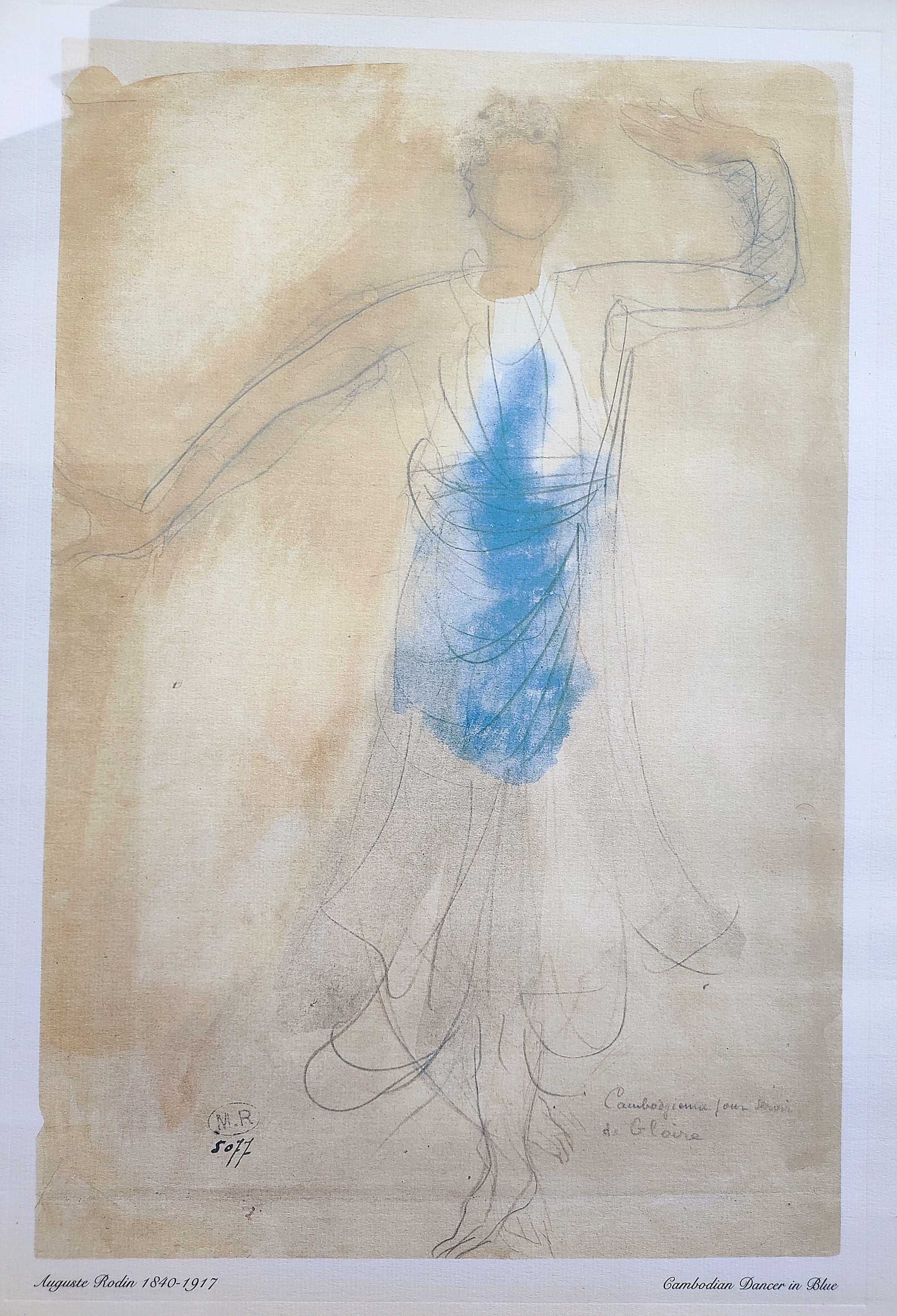 Quadro desenho / pintura Auguste Rodin - Cambodian Dancer in Blue